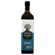 A 1L bottle of Terra Creta - Premium Extra Virgin Olive Oil, by Terra Creta, features a white and blue label with a black olive tree illustration, Greek text, and delivers a rich Mediterranean flavour.