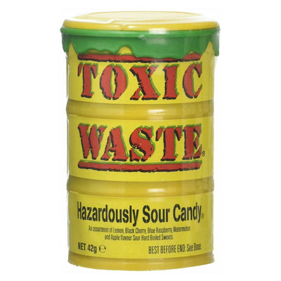Toxic Waste - Yellow Drum Candy - 42g hazardous sour candy.