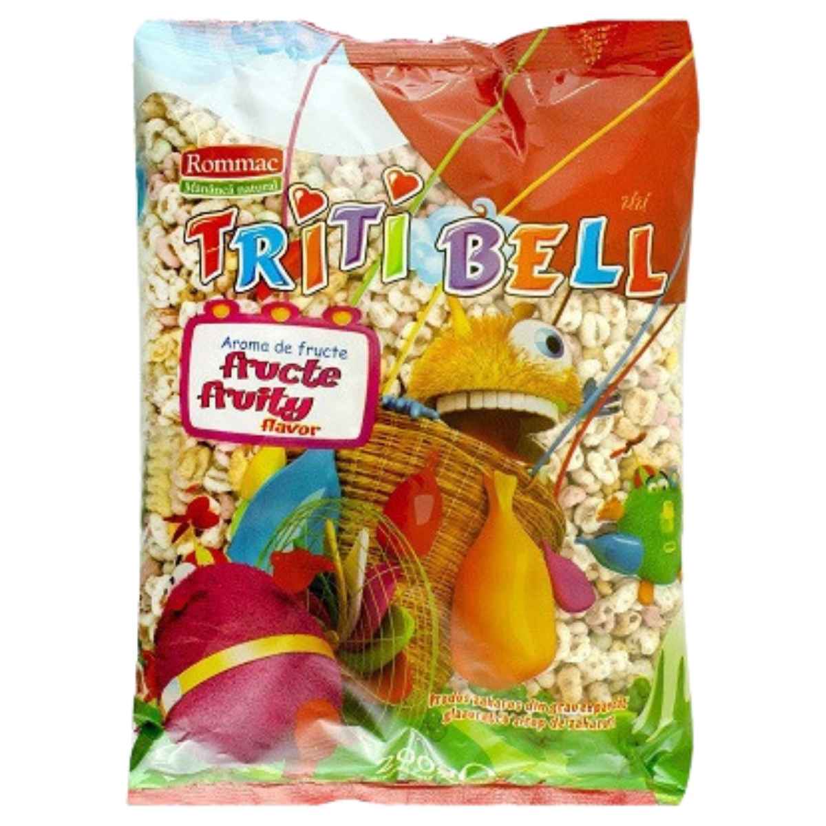 Triti Bell - Fruity Flavour Puffed Wheat Cereal (100g) offers colorful, fruit-flavored puffs in vibrant packaging—a fun treat from Triti Bell for sugar confectionery fans.