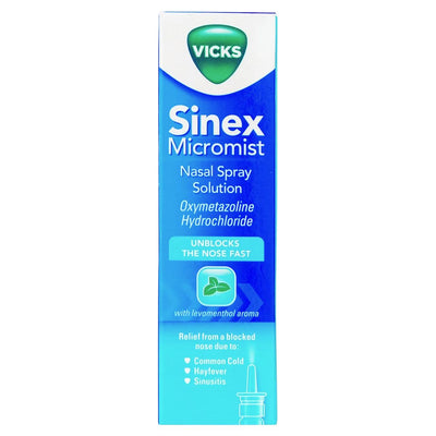 Vicks Sinex Micromist Decongestant Nasal Spray with Levomenthol Aroma (15ml) offers effective relief from blocked nose due to cold, hayfever, or sinusitis.