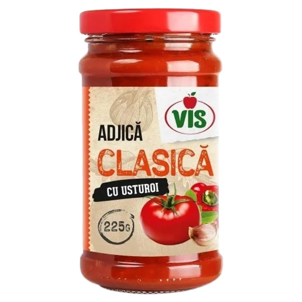Jar of Vis Adjicã Clasòcã with a red lid on a white background