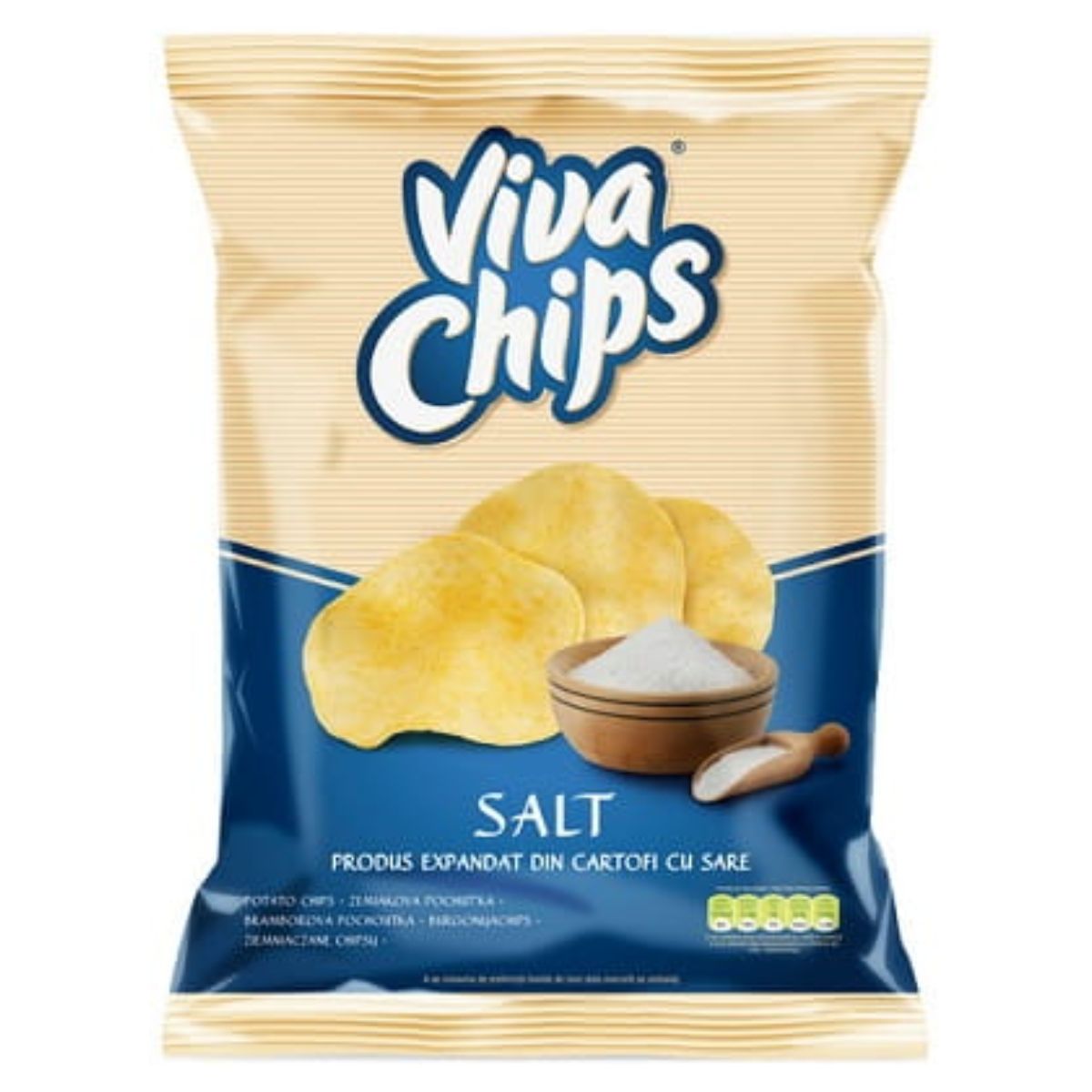 A bag of Viva Chips - Salted Crisps - 100g.