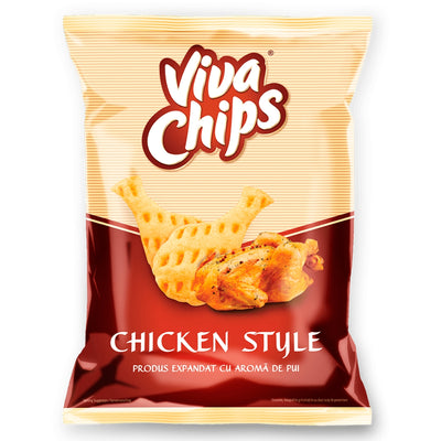 Viva Chips - Chicken Crisps - 100g offers flavourful drumstick-shaped bites with a roasted chicken image on the pack, making them perfect for snack time.