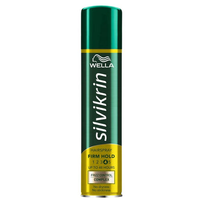 Wella Silvikrin 250ml hairspray can on a white background