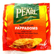 White Pearl - Plain Pappadoms - 10pcs (200g) offer a crispy, authentic Indian snack. Tasty, with cooking instructions and best before date on the front of the pack.