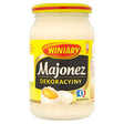 Winiary Decorative Mayonnaise 400ml by Winiary features a yellow label with egg images, ideal as a creamy mayonnaise or gourmet salad dressing.