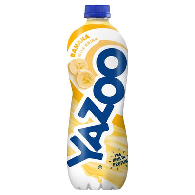 Yazoo banana protein drink bottle on a white background