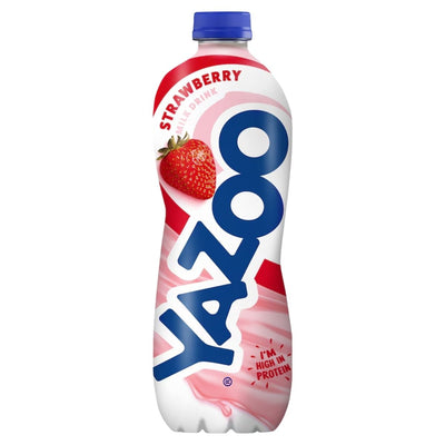 Yazoo strawberry-flavored drink bottle on a white background