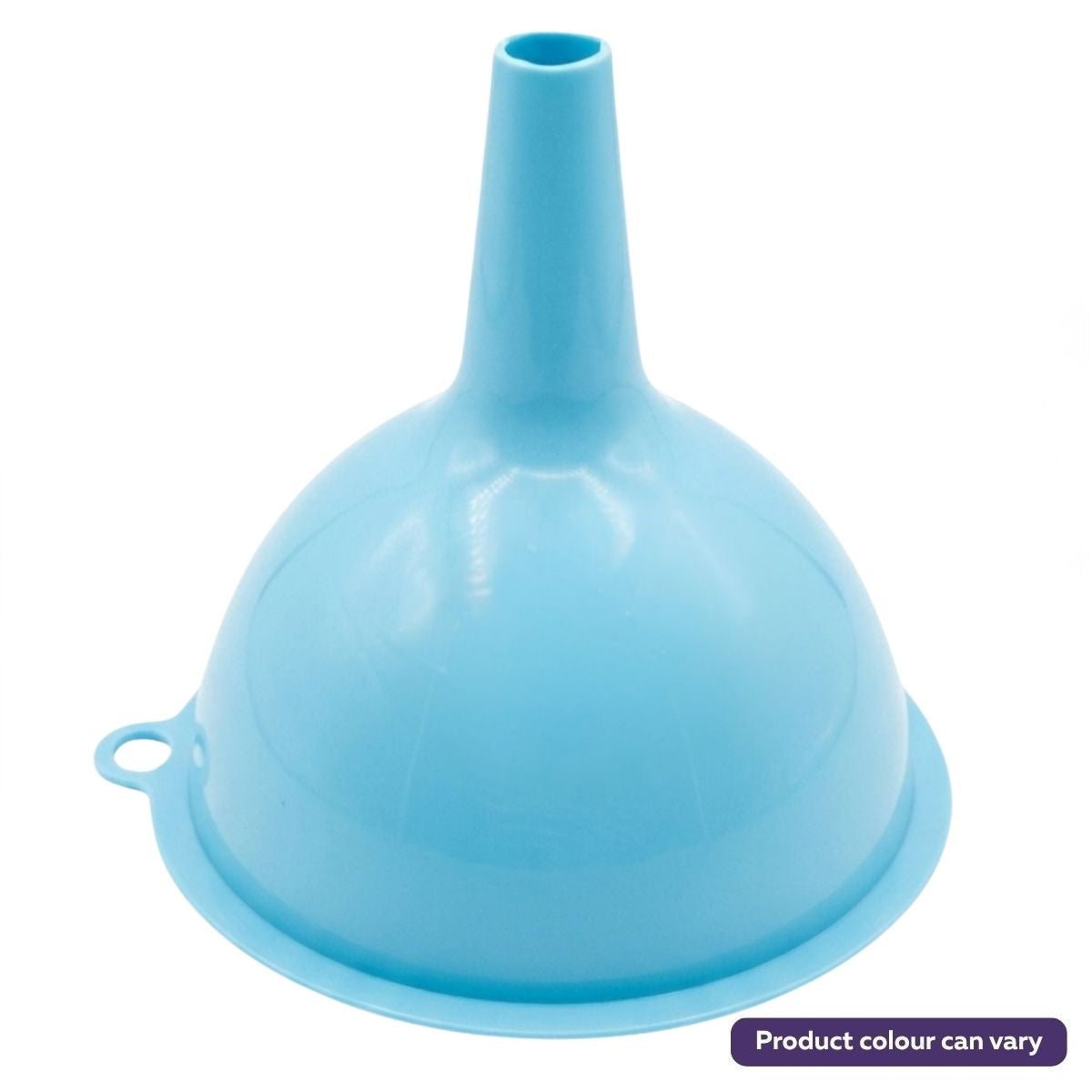 The Zambak - Funnel (No: 1) - 1Pcs is a blue plastic kitchen funnel with a narrow spout and small loop, ideal for filling narrow-necked bottles. Product color may vary. Brand: Zambak.