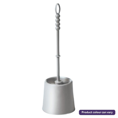 The Zambak - Ipek Closet Brush Set (1Pc) by Zambak includes a plastic toilet brush with a rounded base holder and looped handle, designed for efficient cleaning.