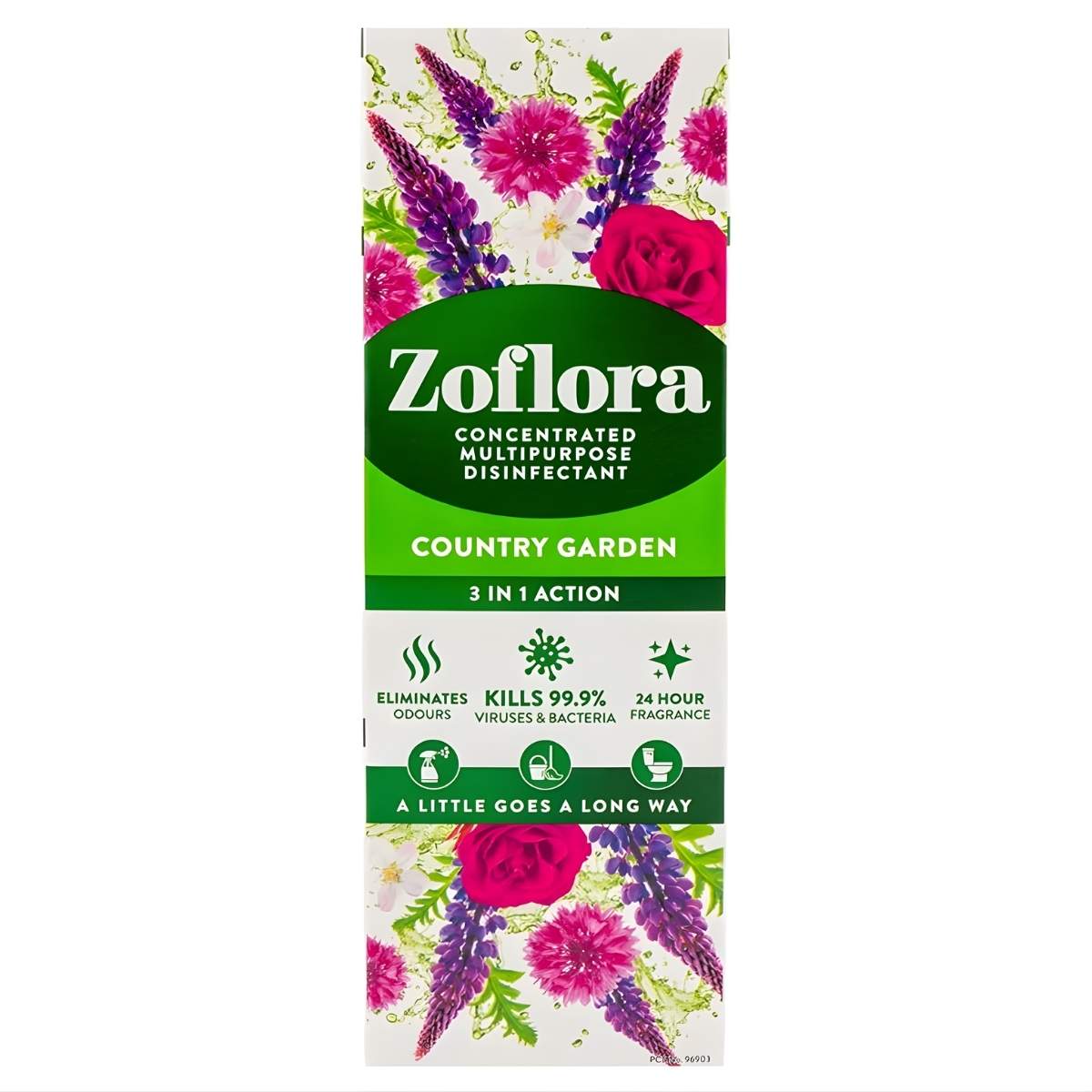Zoflora - Country Garden Concentrated Multipurpose Disinfectant (120ml) is a 3-in-1 hard surface cleaner with floral graphics, ideal for keeping your home fresh and hygienic.