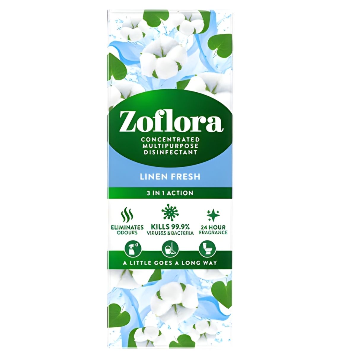 Zoflora - Linen Fresh Concentrated Multipurpose Disinfectant (120ml) offers 3-in-1 action—eliminates odors, kills 99.9% of viruses & bacteria, and leaves a 24-hour fresh scent—ideal for hard surfaces and a hygienic home.