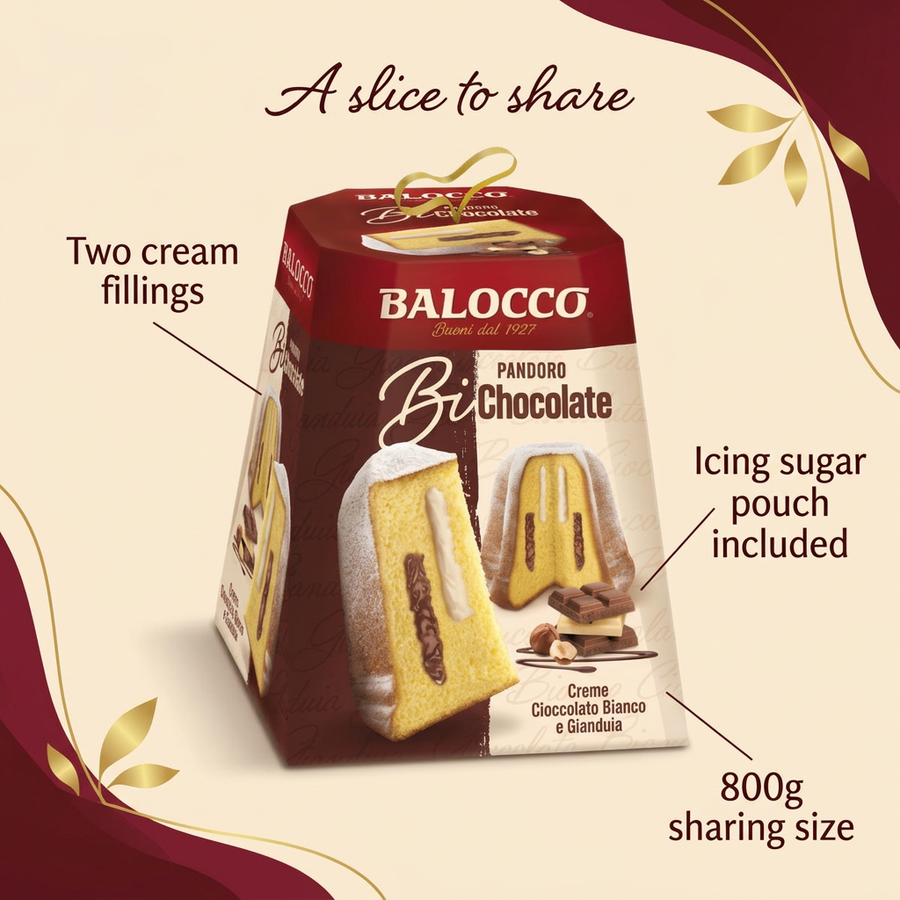 Balocco Pandoro Bi-Chocolate Cake 800g product highlight