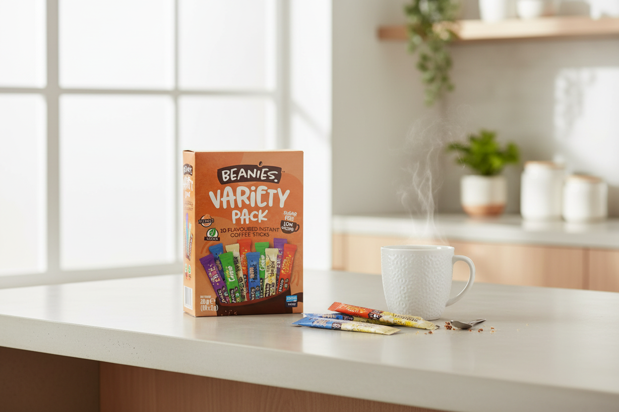 Beanies Variety Pack Instant Coffee Sticks lifestyle image