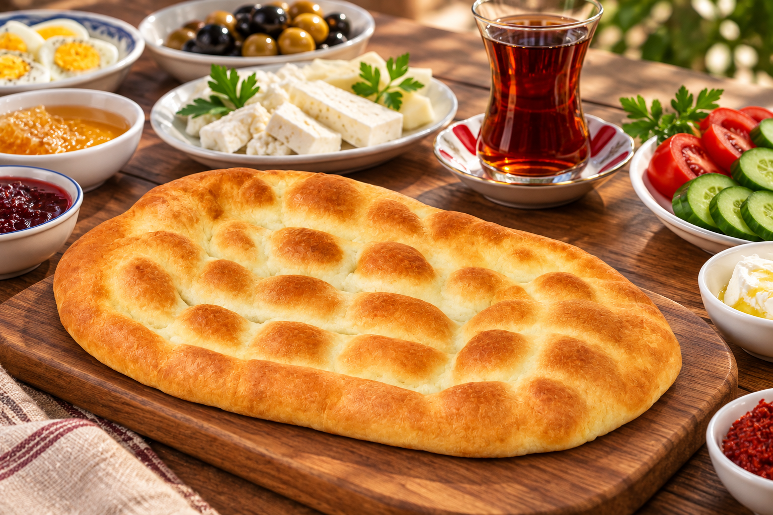 Recreated Turkish breakfast lifestyle image without sesame