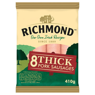 Richmond - 8 Thick Pork Sausages - 410g - Continental Food Store