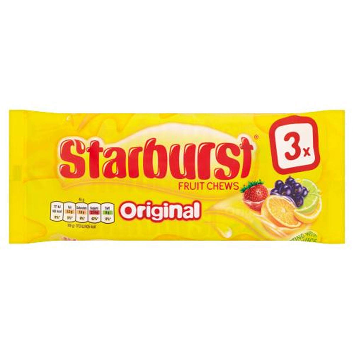 Starburst - Original Fruit Chews Sweets - 3x45g - Continental Food Store