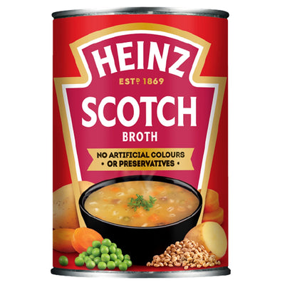 Heinz Scotch Broth Soup 400g is a classic, hearty soup made with vegetables, featuring no artificial colours or preservatives—ideal for a filling lunch.