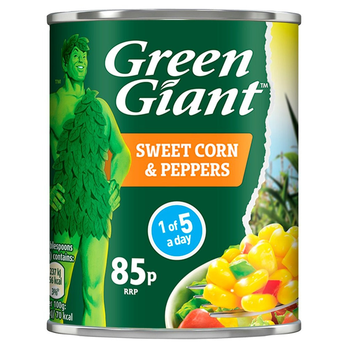 A can of Green Giant - Sweetcorn & Peppers - 198g.