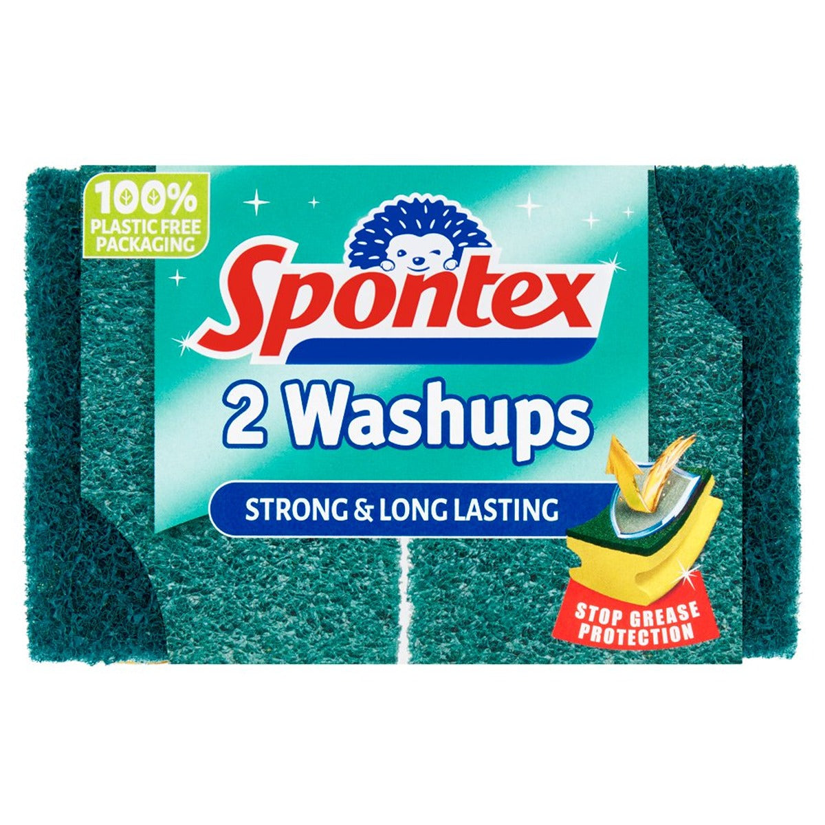 A Spontex - 2 Washups Sponge Scourers with a Spontex label.