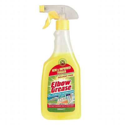 Elbow Grease - All Purpose Spray - 500ml: a solvent-free degreaser with a yellow trigger, safe for fabrics, metals, and plastics.