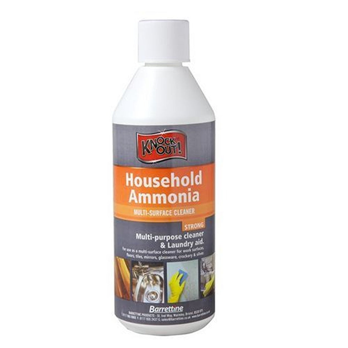 A bottle of Knock Out - Household Ammonia - 500ml by Knock Out on a white background.