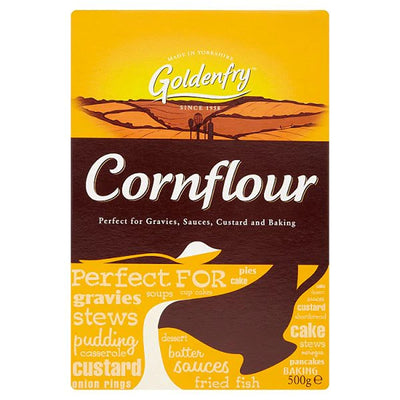 Goldenfry Cornflour 250g—versatile for gravies, sauces, baking, and frying. Perfect for crispy coatings and enhancing dishes.