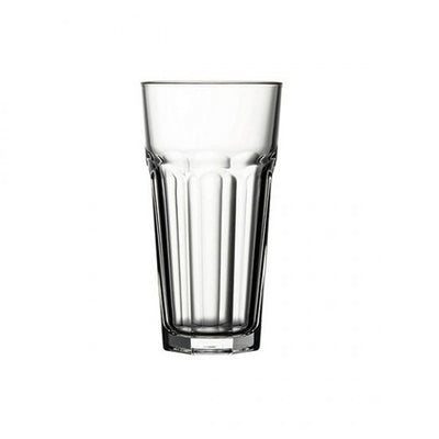 The Pasabahce Casablanca Tumbler Glass, sold as a pack of 3, features a clear faceted design and stands upright on a white background.