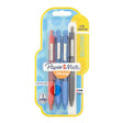 The Papermate Inkjoy 300 Retractable pack includes four ballpoint pens in assorted colors, visible through clear plastic packaging with a yellow and blue backing.