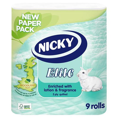 Nicky Elite - 3 Ply Toilet Tissue - 9 Rolls - Continental Food Store