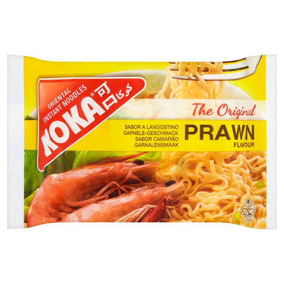 An 85g packet of Koka - Prawn Flavour Instant Noodles by Koka, featuring images of prawns and noodles on the packaging.