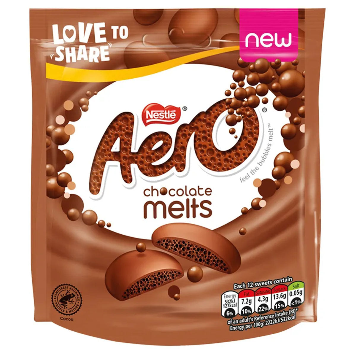 Aero - Melts Milk Chocolate Sharing Pouch Bag - 92g - Continental Food Store