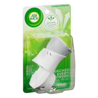 AirWick - Electric Plug In Air Freshener (1pc) by AirWick, features a white scented oil warmer in clear plastic packaging with green and white backing displaying product branding and key features.