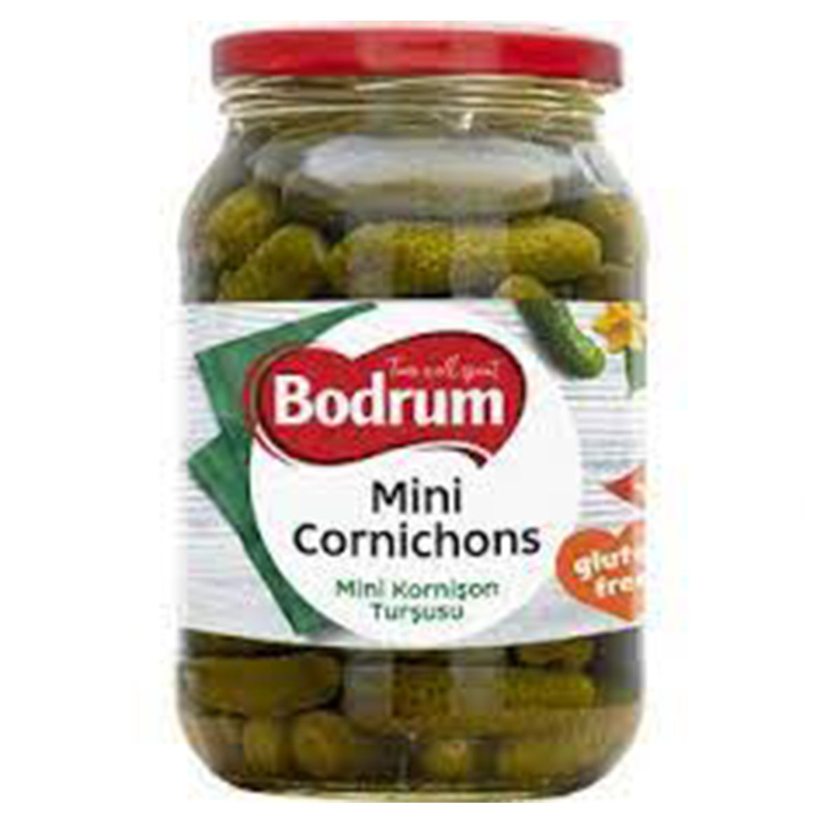 Bodrum mini cornichons in a jar.