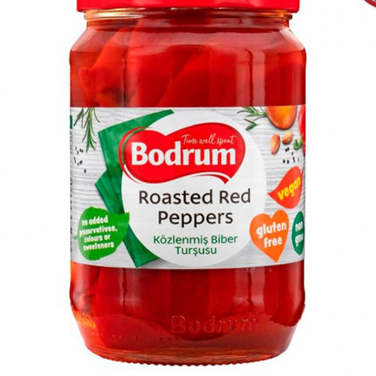 A jar of Bodrum - Roasted Red Peppers - 670g.
