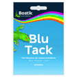 Front of a Bostik - Blu Tack package featuring a green gecko, rainbow stripe, and text promoting it as the original reusable adhesive by Bostik.