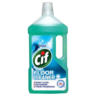 Cif - Ocean Floor Cleaner (950 ml) by Cif features a green liquid with an "Ocean" scent; it promises shiny clean floors, no rinsing required, and a fresh fragrance.