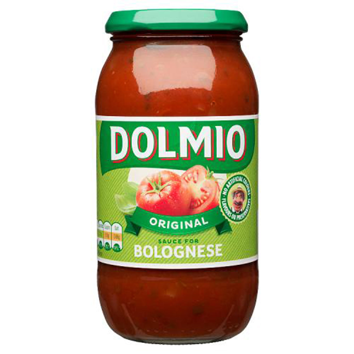 A jar of Dolmio - Original - 500g tomato sauce on a white background.