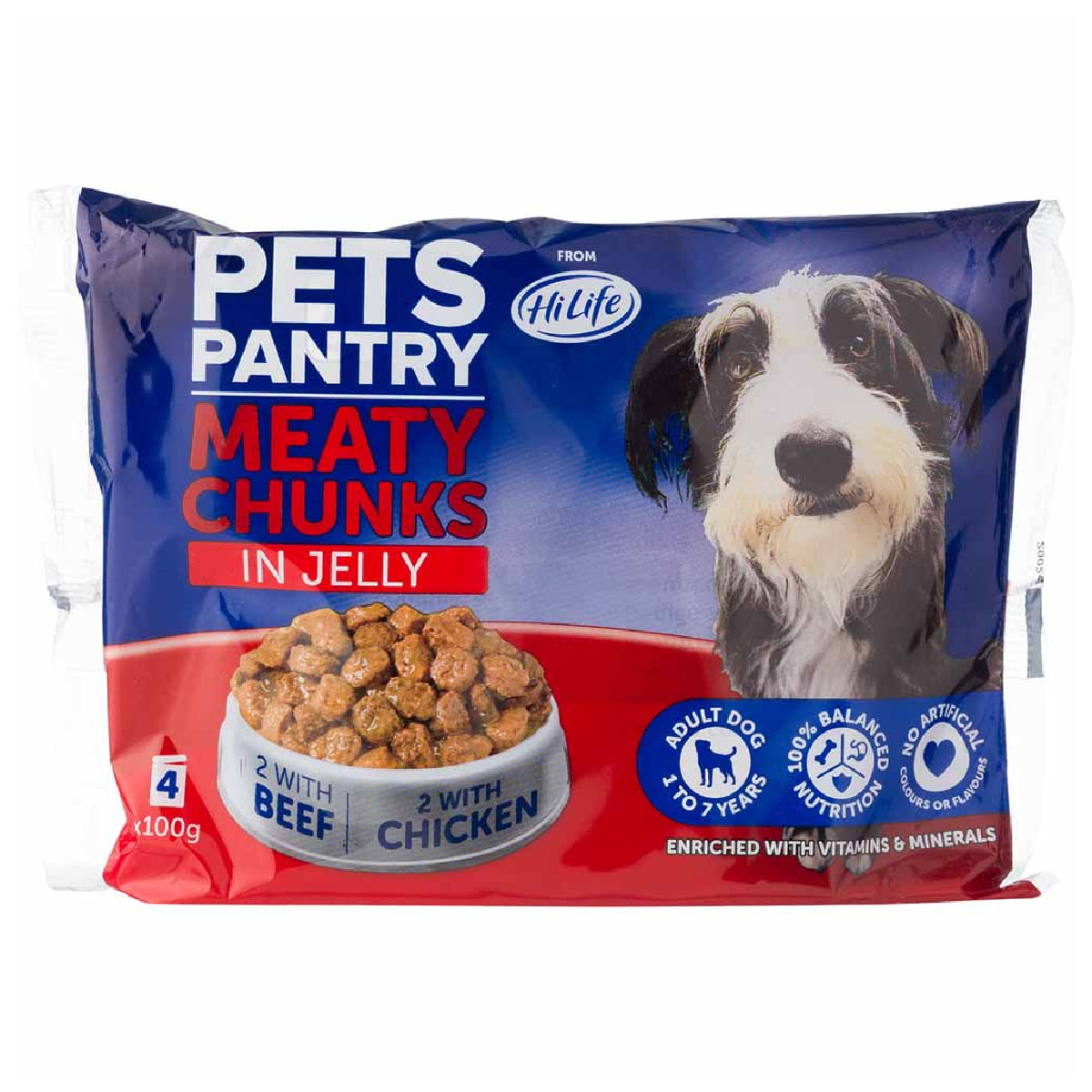 HiLife - Pets Pantry Meat and Jelly Dog Food Pouch - 4 x 100g - Continental Food Store