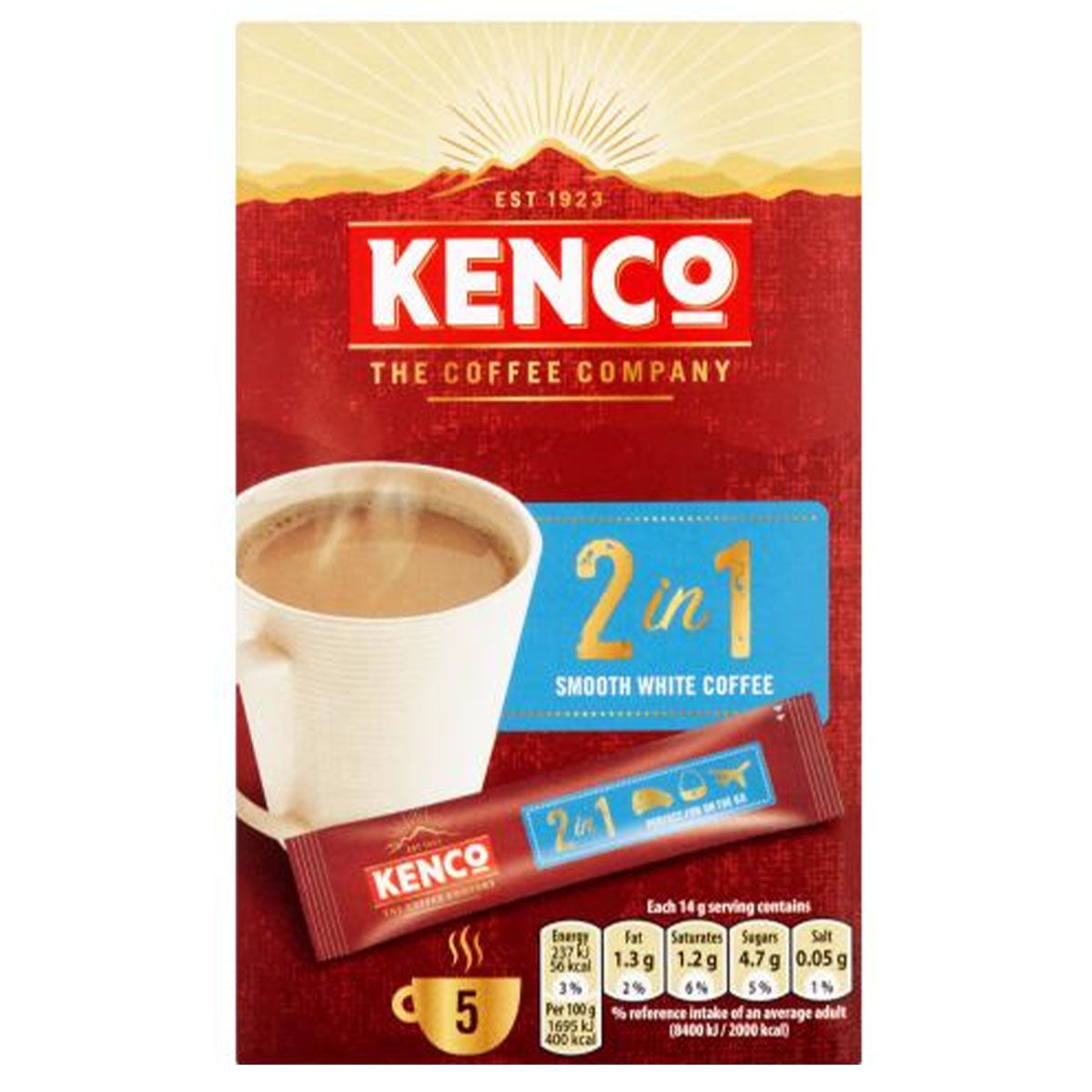 Kenco - 2 in 1 Smooth White Instant Coffee Sachets - 5 sachets - Continental Food Store