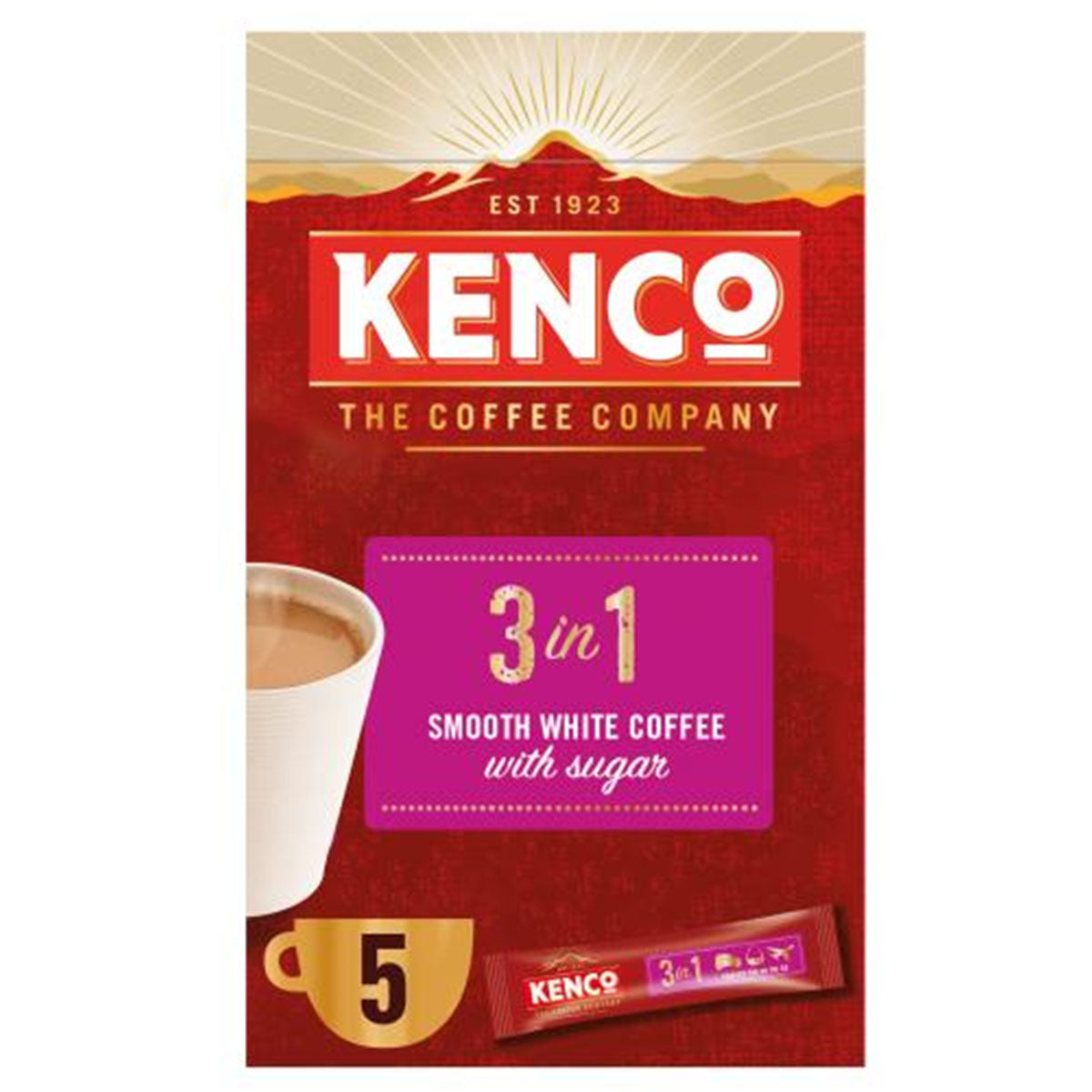 Kenco - 3 in 1 Smooth White Instant Coffee with Sugar Sachets - 5 sachets - Continental Food Store