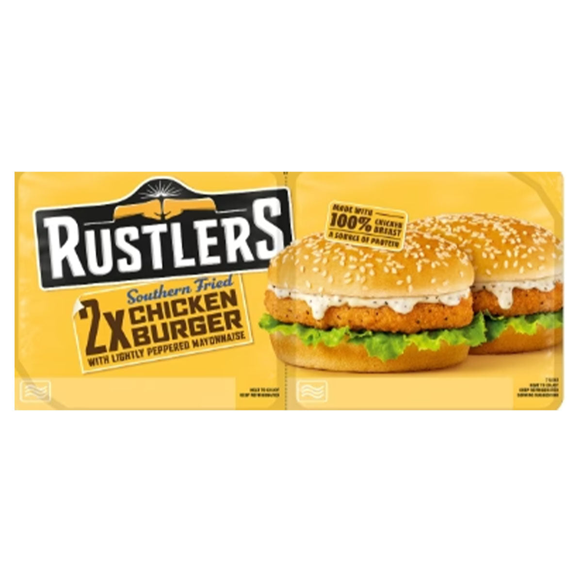Rustlets - 2 Southern Fried Chicken Burger with Lightly Peppered Mayonnaise - 290g - Continental Food Store