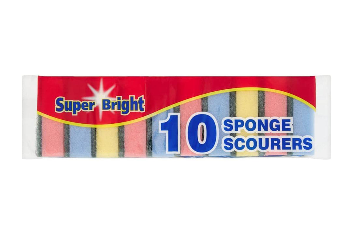 Super Bright Sponge Scourers 10 packs - Continental Food Store