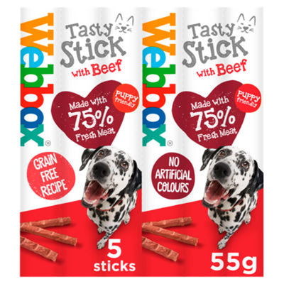 Webbox - 5 Delight Tasty Sticks Beef Dog Treats Chews For Large Dog - 55g - Continental Food Store